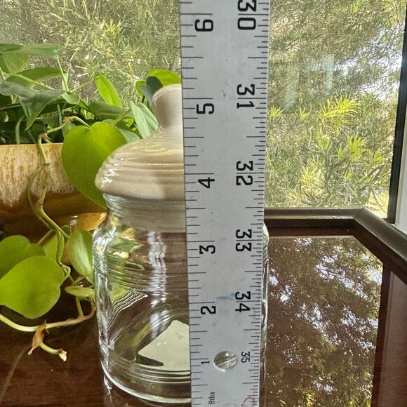 Vintage Anchor Hocking Clear Glass Jar with White Ceramic Shaker Lid Made in USA - Picture 8 of 8
